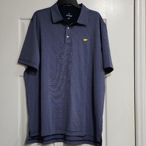 Master's Tech Mens Shirt XLarge Golf Polo Stripes Blue Short Sleeve